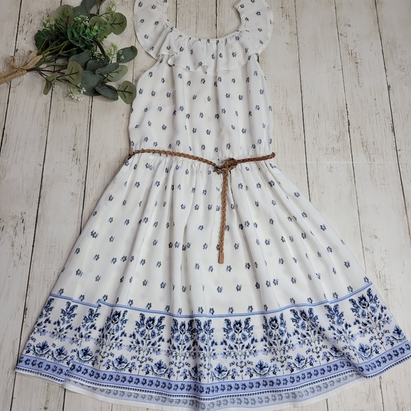 Children's Place Sleeveless Belted Ruffle Dress